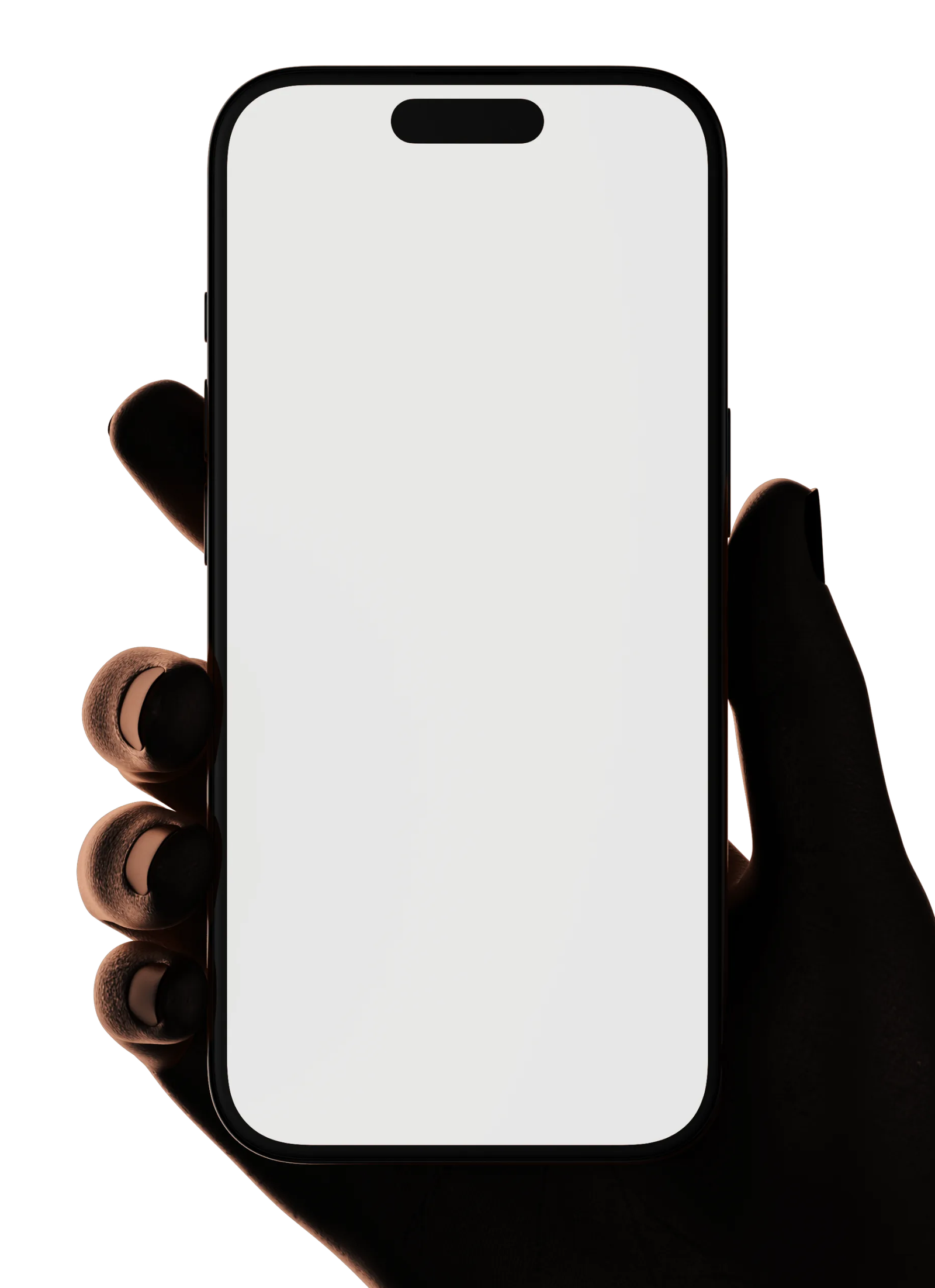 Mão segurando um celular exibindo a logo do Mari App